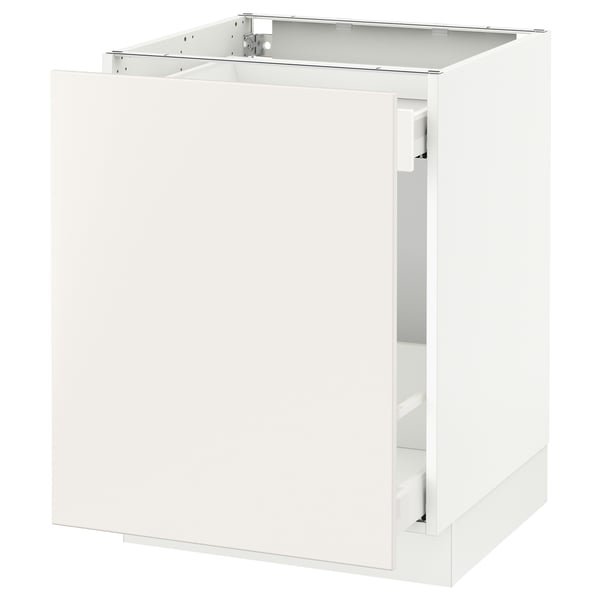 SEKTION / MAXIMERA Gabinete bajo p/bote basura 1 prta, blanco/Veddinge blanco, 61x61x76 cm