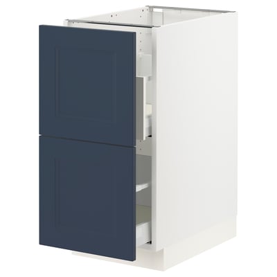 SEKTION / MAXIMERA Gabinete bajo p/bote basura, blanco Axstad/mate azul, 38x61x76 cm