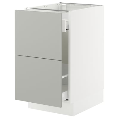 SEKTION / MAXIMERA Gabinete bajo p/bote basura, blanco/Havstorp gris claro, 46x61x76 cm