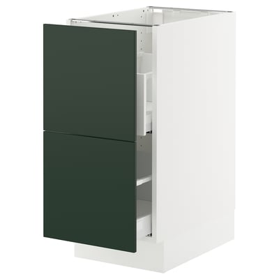 SEKTION / MAXIMERA Gabinete bajo p/bote basura, blanco/Havstorp Verde oscuro, 38x61x76 cm