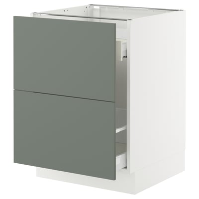 SEKTION / MAXIMERA Gabinete bajo p/bote basura, blanco/Nickebo Verde grisáceo mate, 61x61x76 cm