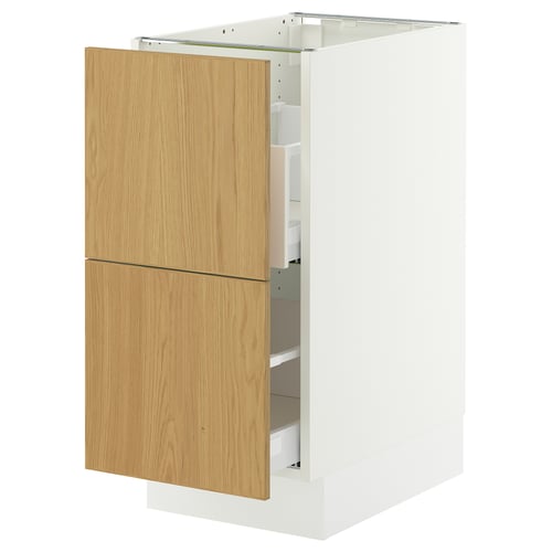 SEKTION / MAXIMERA Gabinete bajo p/bote basura, blanco/Sinarp chapa roble, 38x61x76 cm