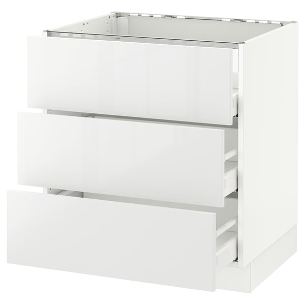 SEKTION / MAXIMERA Gabinete bajo p/parrilla 3 cajones, blanco/Ringhult blanco, 76x61x76 cm
