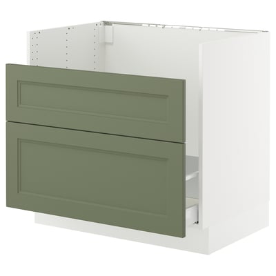 SEKTION / MAXIMERA Gabinete bajo p/ tarja HAVSEN, blanco/Axstad verde grisáceo, 91x61x76 cm