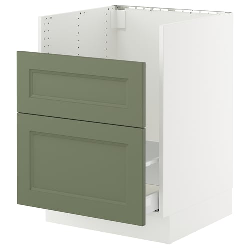 SEKTION / MAXIMERA Gabinete bajo p/ tarja HAVSEN, blanco/Axstad verde grisáceo, 61x61x76 cm