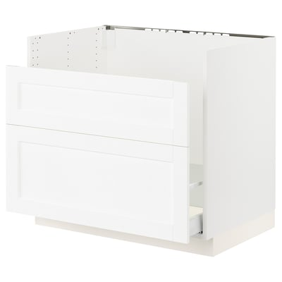 SEKTION / MAXIMERA Gabinete bajo p/ tarja HAVSEN, blanco Enköping/blanco efecto madera, 91x61x76 cm