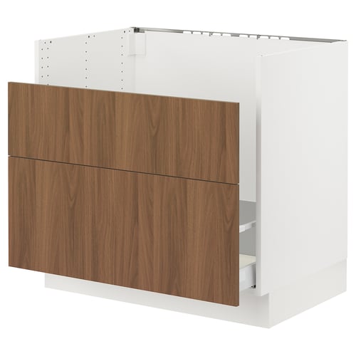 SEKTION / MAXIMERA Gabinete bajo p/ tarja HAVSEN, blanco/Tistorp Efecto nogal café, 91x61x76 cm