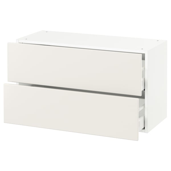 SEKTION / MAXIMERA Gabinete de pared 2 cajones, blanco/Veddinge blanco, 91x37x51 cm