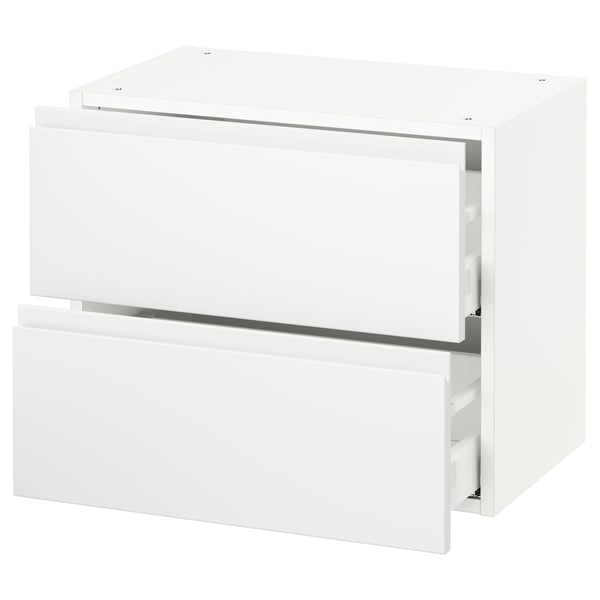 SEKTION / MAXIMERA Gabinete de pared 2 cajones, blanco/Voxtorp blanco mate, 61x37x51 cm