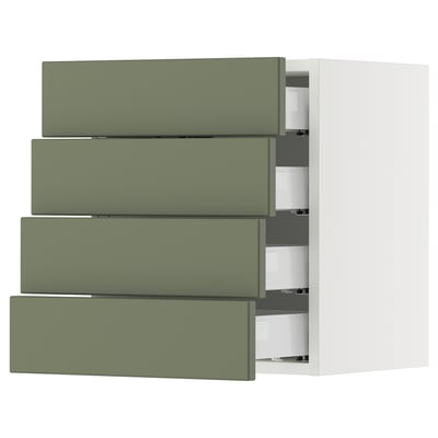 SEKTION / MAXIMERA Gabinete de pared 4 cajones, blanco/Axstad verde grisáceo, 46x37x51 cm