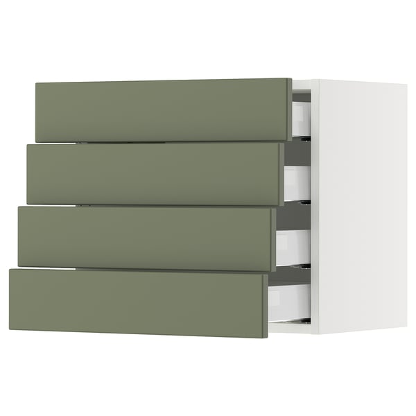 SEKTION / MAXIMERA Gabinete de pared 4 cajones, blanco/Axstad verde grisáceo, 61x37x51 cm