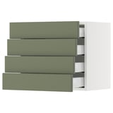 SEKTION / MAXIMERA Gabinete de pared 4 cajones, blanco/Axstad verde grisáceo, 61x37x51 cm
