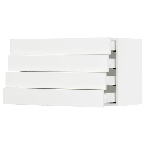 SEKTION / MAXIMERA Gabinete de pared 4 cajones, blanco Enköping/blanco efecto madera, 91x37x51 cm