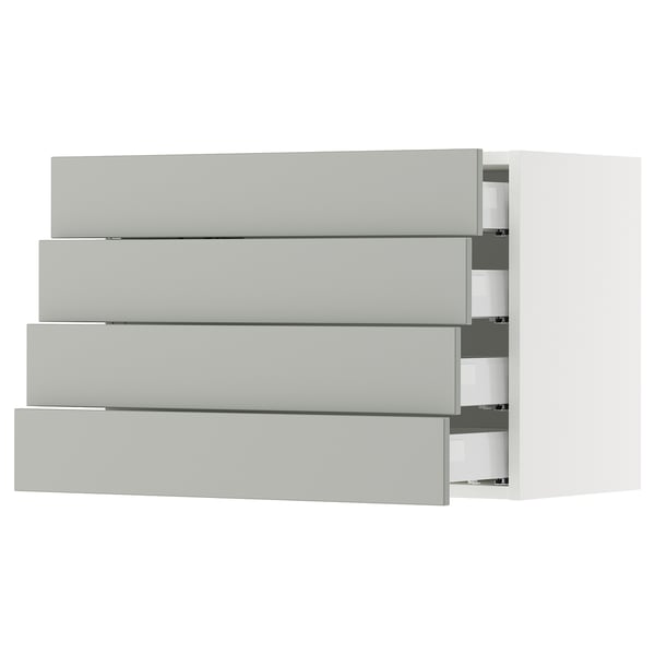 SEKTION / MAXIMERA Gabinete de pared 4 cajones, blanco/Havstorp gris claro, 76x37x51 cm