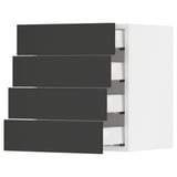SEKTION / MAXIMERA Gabinete de pared 4 cajones, blanco/Nickebo Carbón mate, 46x37x51 cm