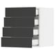 SEKTION / MAXIMERA Gabinete de pared 4 cajones, blanco/Nickebo Carbón mate, 46x37x51 cm