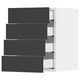 SEKTION / MAXIMERA Gabinete de pared 4 cajones, blanco/Nickebo Carbón mate, 38x37x51 cm