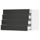 SEKTION / MAXIMERA Gabinete de pared 4 cajones, blanco/Nickebo Carbón mate, 76x37x51 cm