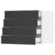 SEKTION / MAXIMERA Gabinete de pared 4 cajones, blanco/Nickebo Carbón mate, 61x37x51 cm