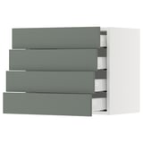 SEKTION / MAXIMERA Gabinete de pared 4 cajones, blanco/Nickebo Verde grisáceo mate, 61x37x51 cm