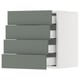 SEKTION / MAXIMERA Gabinete de pared 4 cajones, blanco/Nickebo Verde grisáceo mate, 46x37x51 cm