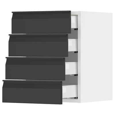 SEKTION / MAXIMERA Gabinete de pared 4 cajones, blanco/Upplöv Carbón mate, 38x37x51 cm
