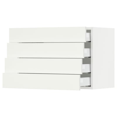 SEKTION / MAXIMERA Gabinete de pared 4 cajones, blanco/Vallstena blanco, 76x37x51 cm