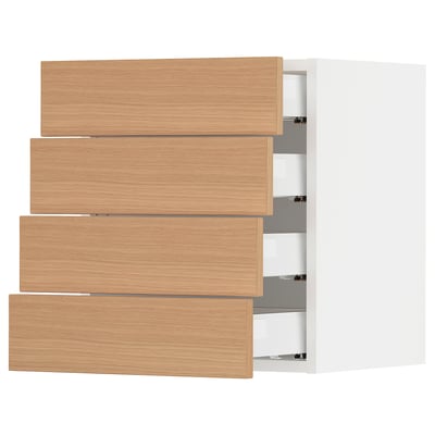 SEKTION / MAXIMERA Gabinete de pared 4 cajones, blanco/Vedhamn roble, 46x37x51 cm
