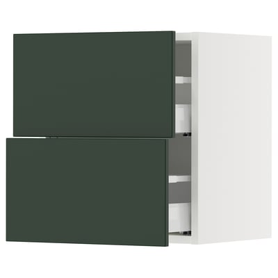 SEKTION / MAXIMERA Gabinete de pared con 2 cajones, blanco/Havstorp Verde oscuro, 46x37x51 cm