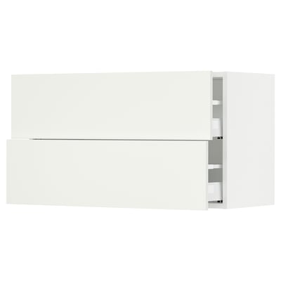 SEKTION / MAXIMERA Gabinete de pared con 2 cajones, blanco/Vallstena blanco, 91x37x51 cm