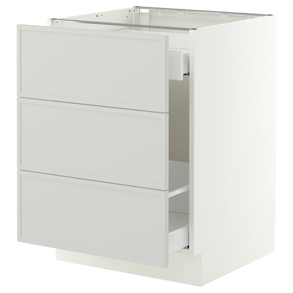 SEKTION / MAXIMERA Gabinete para bote 1 cajón, blanco/Aspudden gris claro, 61x61x76 cm
