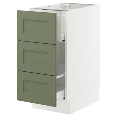 SEKTION / MAXIMERA Gabinete para bote 1 cajón, blanco/Axstad verde grisáceo, 38x61x76 cm
