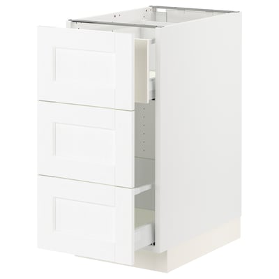 SEKTION / MAXIMERA Gabinete para bote 1 cajón, blanco Enköping/blanco efecto madera, 38x61x76 cm