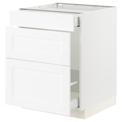 SEKTION / MAXIMERA Gabinete para bote 1 cajón, blanco Enköping/blanco efecto madera, 61x61x76 cm