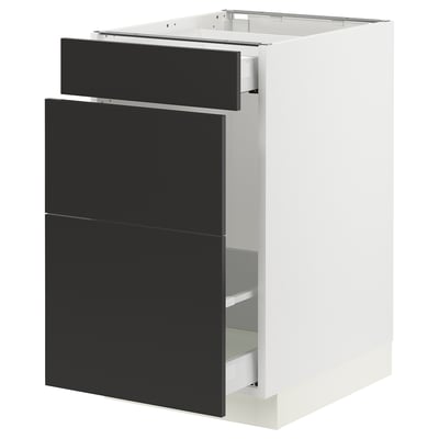 SEKTION / MAXIMERA Gabinete para bote 1 cajón, blanco/Nickebo Carbón mate, 46x61x76 cm