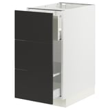 SEKTION / MAXIMERA Gabinete para bote 1 cajón, blanco/Nickebo Carbón mate, 38x61x76 cm