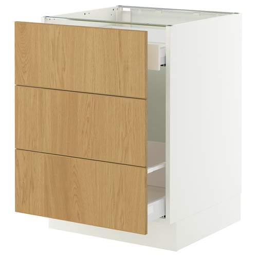 SEKTION / MAXIMERA Gabinete para bote 1 cajón, blanco/Sinarp chapa roble, 61x61x76 cm