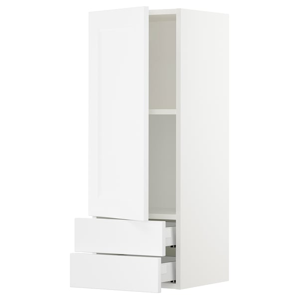 SEKTION / MAXIMERA Gabinete pared 1 puerta 2 cajones, blanco/Axstad blanco mate, 38x37x102 cm