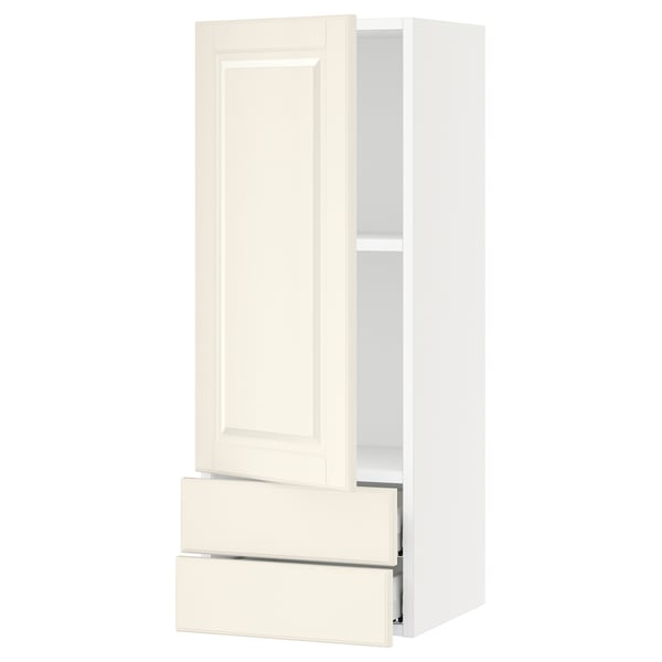 SEKTION / MAXIMERA Gabinete pared 1 puerta 2 cajones, blanco/Bodbyn hueso, 38x37x102 cm