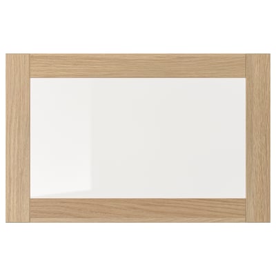 SINDVIK Puerta de vidrio, efecto roble tinte blanco/vidrio incoloro, 60x38 cm