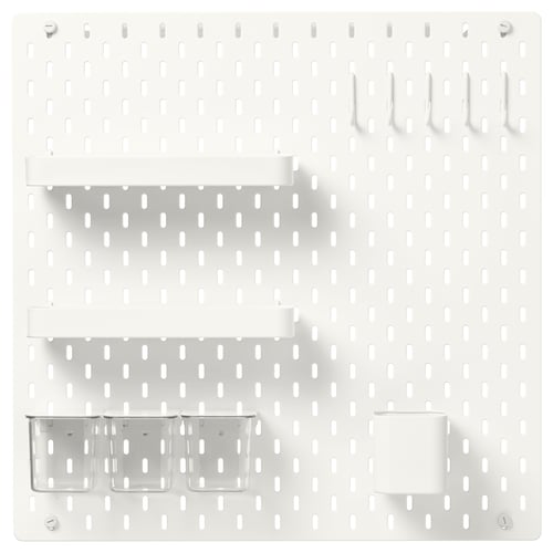 SKÅDIS Tablero perforado c/accesorios, blanco, 56x56 cm