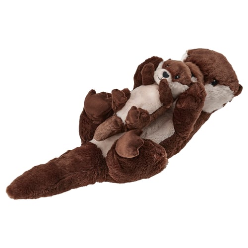 SKOGSDUVA Peluche, juego de 2, Nutria con cría/café beige, 45 cm