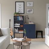 SKRUVBY Combinación de almacenamiento, negro-azul, 130x140 cm