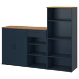 SKRUVBY Combinación de almacenamiento, negro-azul, 180x140 cm