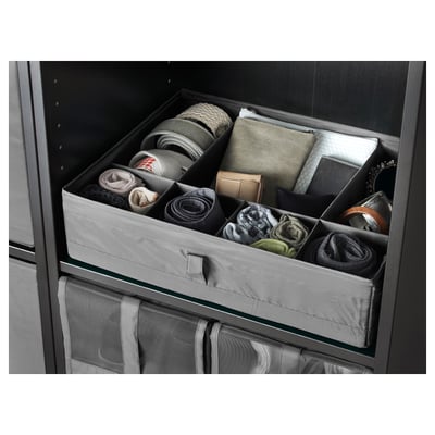 SKUBB Caja c/compartimentos, gris oscuro, 44x34x11 cm