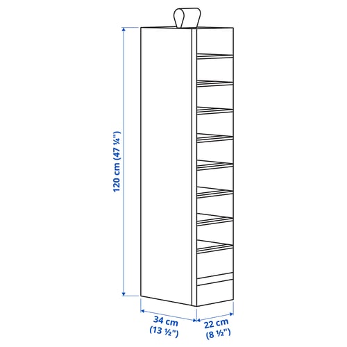 SKUBB Organizador con 9 compartimentos, blanco, 22x34x120 cm