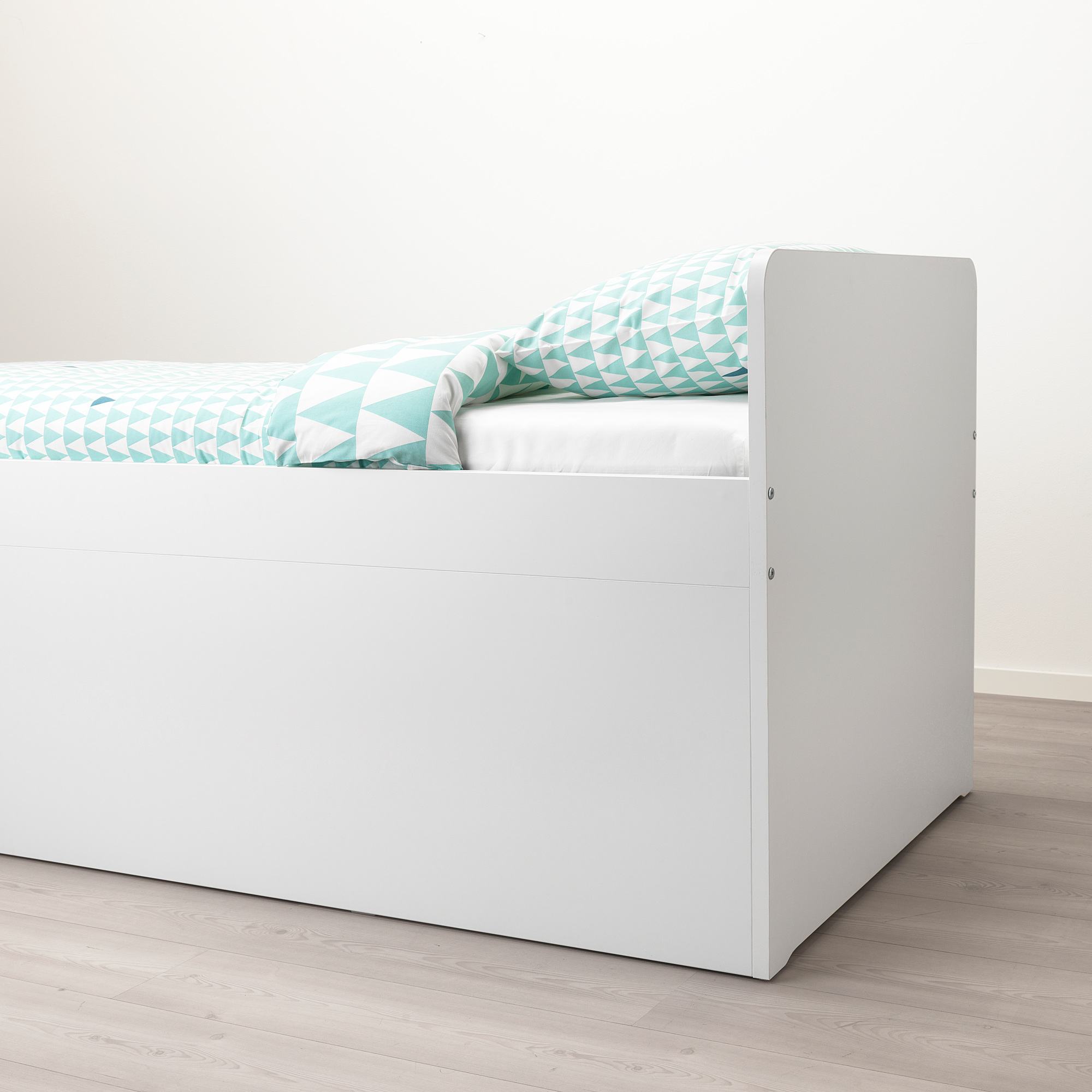 SLÄKT Base de cama almacenamiento, blanco, Individual - IKEA
