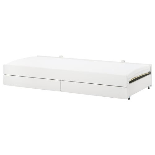 SLÄKT Cama inferior con almacenamiento, blanco, Individual