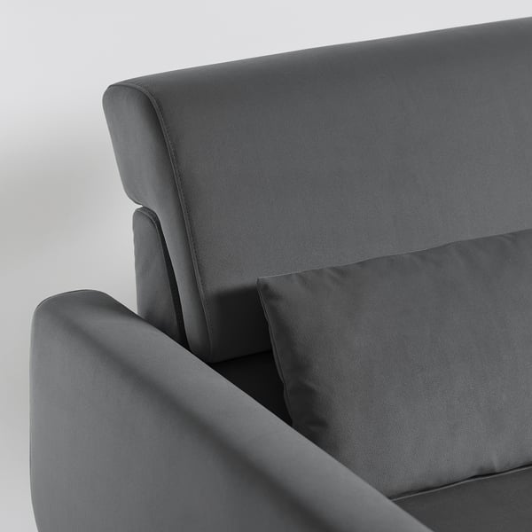 SLATORP Sofá de 4 plazas c/chaise longue, Hakebo gris oscuro