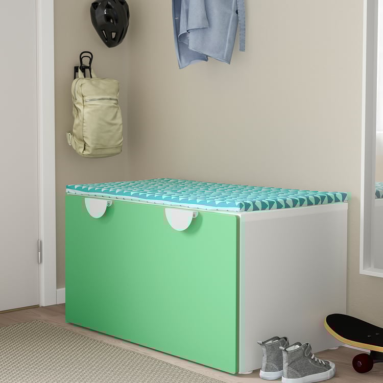 SMÅSTAD Banca con almacenamiento - blanco/verde - IKEA